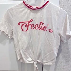 Crop top front tie shirt